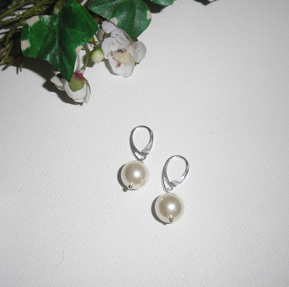 Boucles d'oreilles en perles de culture  sur dormeuses en argent 925