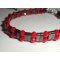 Bracciale in pietra ematite con perline di cristallo rosso e argento 925