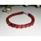 Bracciale in pietra ematite con perline di cristallo rosso e argento 925