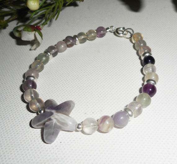 Bracciale a stella in ametista e fluorite su argento 925