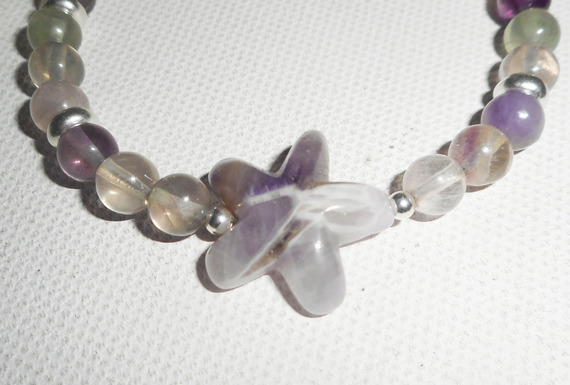 Bracciale a stella in ametista e fluorite su argento 925