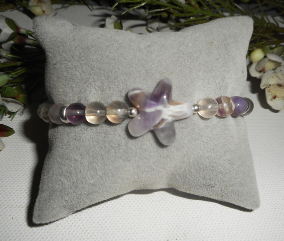 Bracciale a stella in ametista e fluorite su argento 925