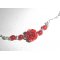 Collana rosa con gorgone rosso su catena d'argento 925