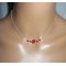 Collana rosa con gorgone rosso su catena d'argento 925