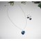 Parure Pendentif coeur bleu en cristal de Swarovski sur chaine argent 925