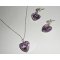 Ciondolo a forma di cuore viola con cristallo Swarovski su catena d'argento 925