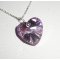 Ciondolo a forma di cuore viola in cristallo Swarovski su catena d'argento 925