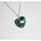 Ciondolo a cuore in cristallo Swarovski verde su catena d'argento 925