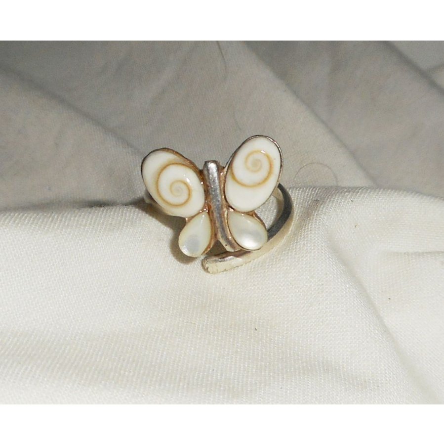 Anello originale in argento 925 con farfalla dell'occhio di Santa Lucia