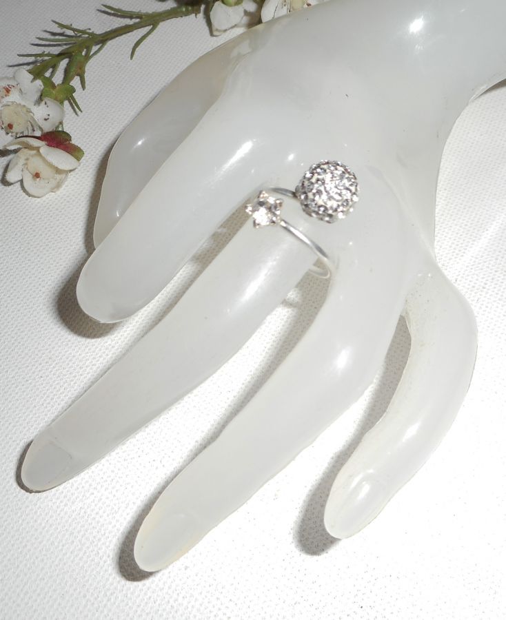 Anello originale con doppio cristallo Swarovski in argento 925