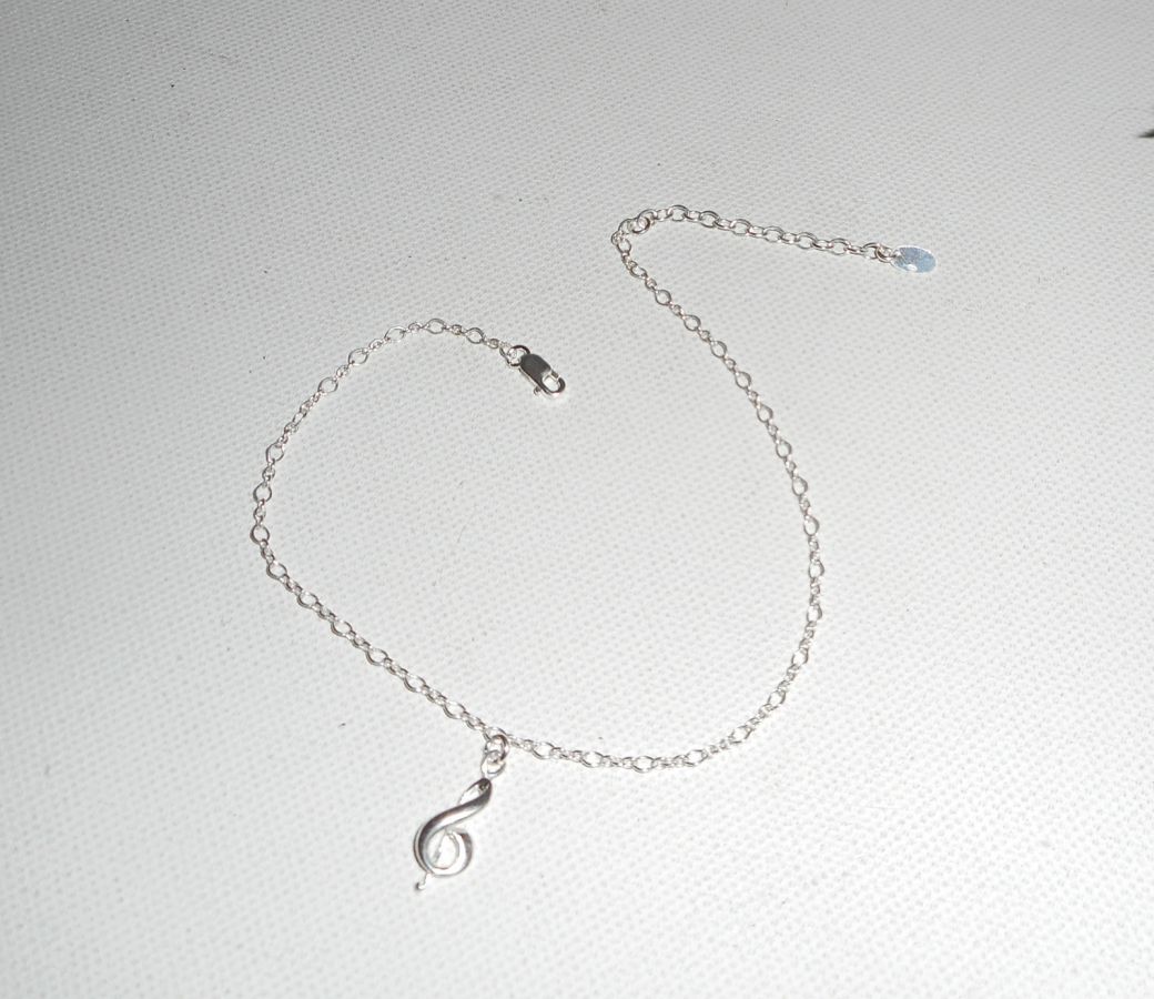 Bracciale/catena con nota musicale su catena d'argento 925