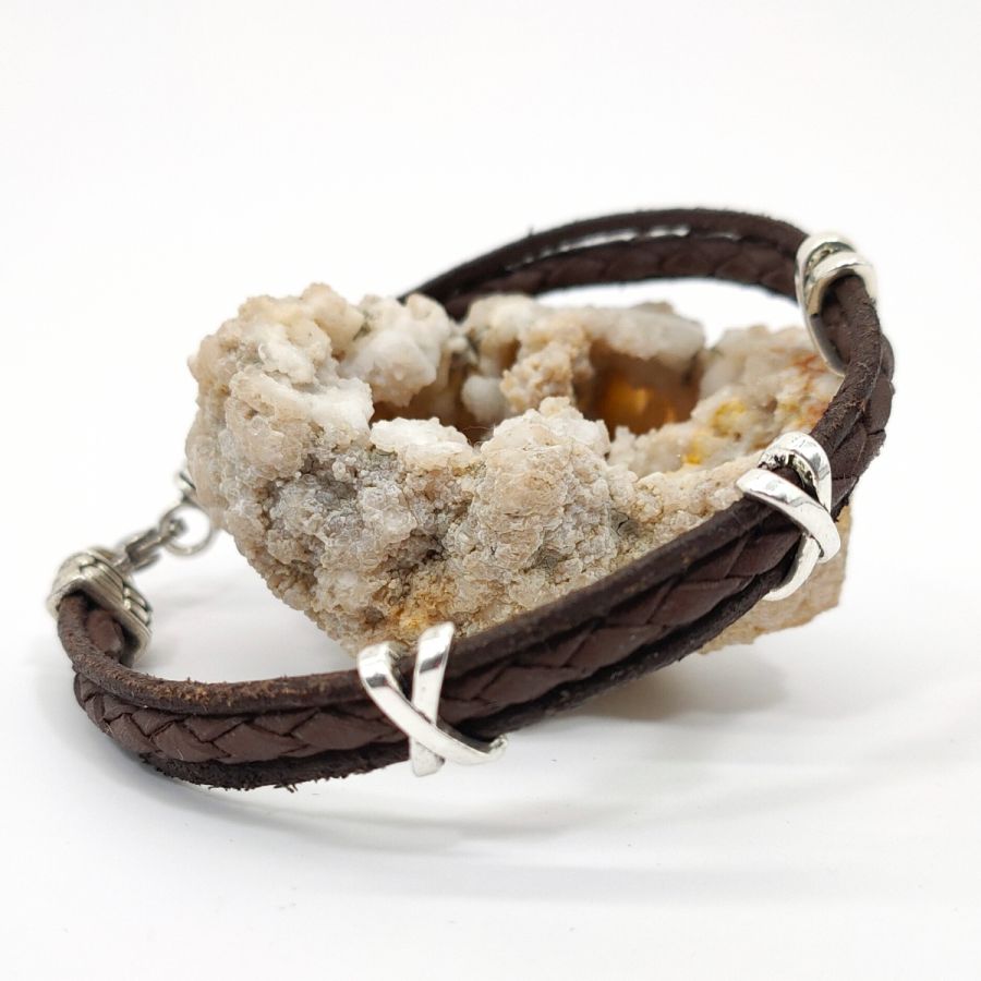 Bracciale da uomo in pelle marrone con cinturino multiplo