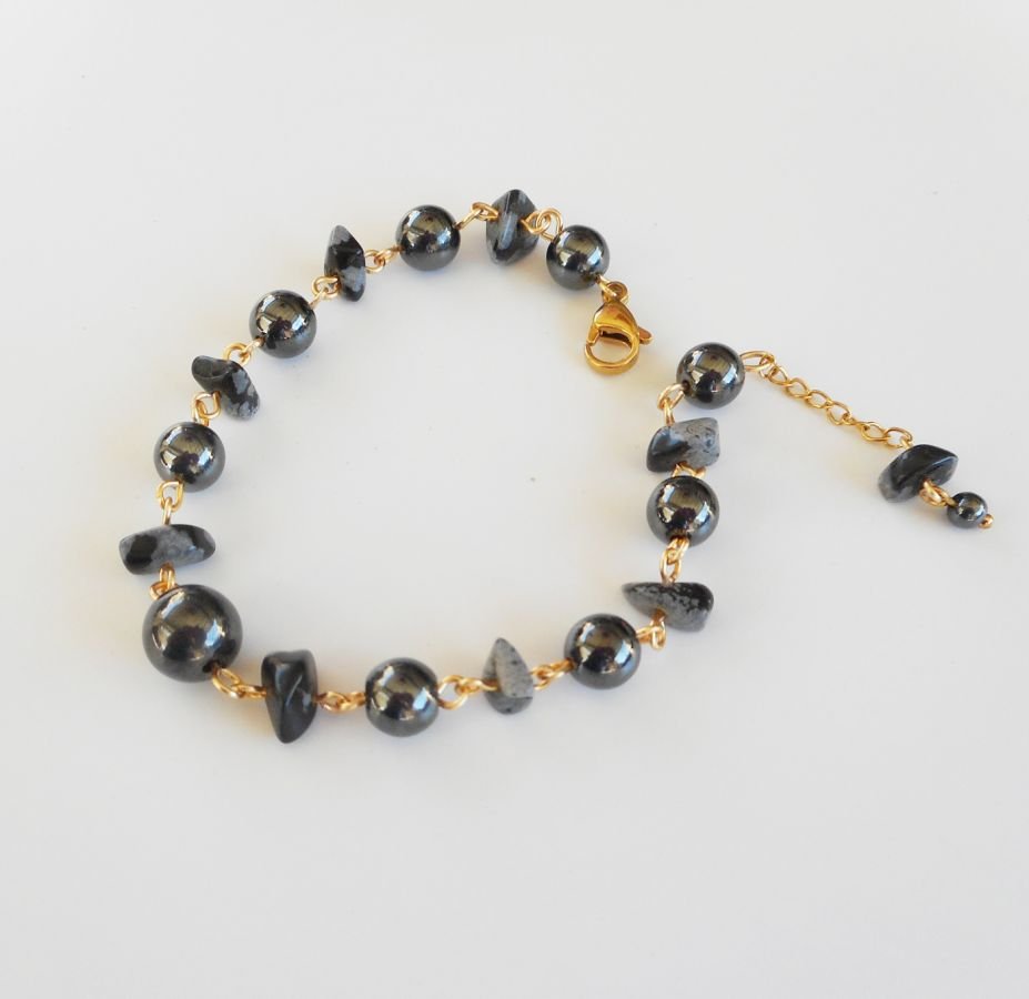 Bracciale di ematite e ossidiana