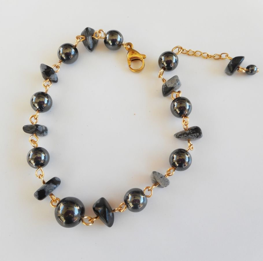 Bracciale di ematite e ossidiana