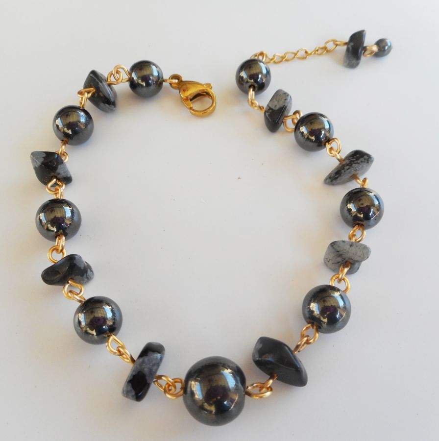 Bracciale di ematite e ossidiana