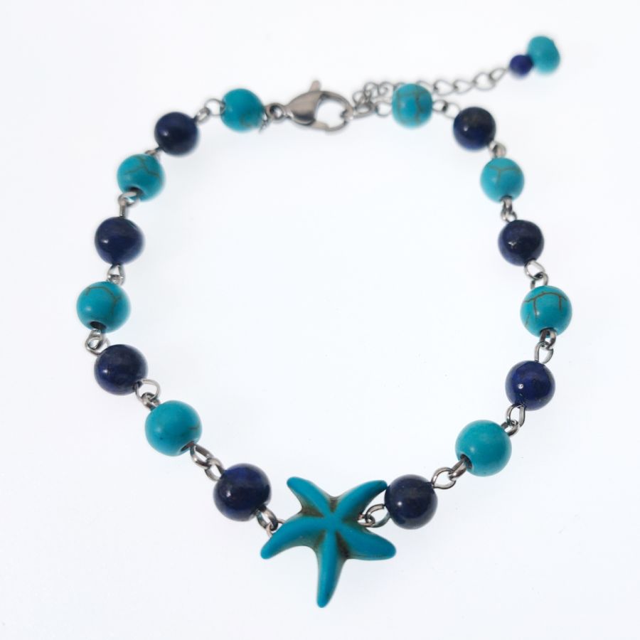 Bracciale in Lapis e Turchese con stella marina blu