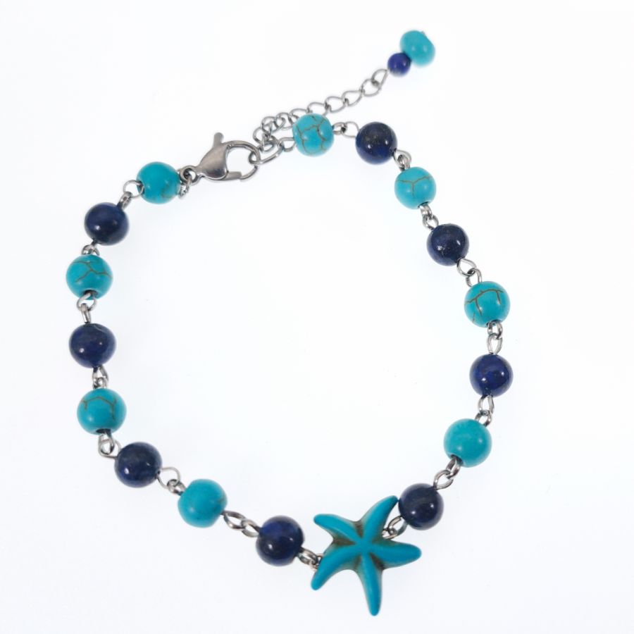 Bracciale in Lapis e Turchese con stella marina blu