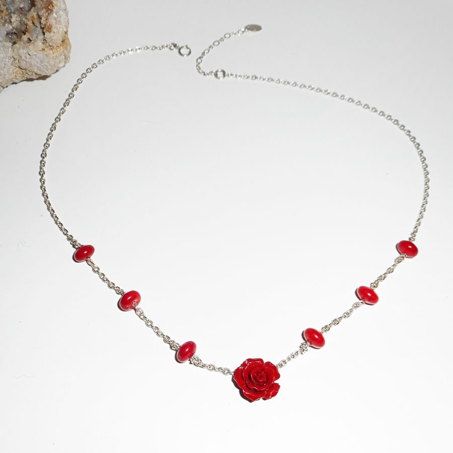 Collana di gorgonie rosa e rosse in argento 925