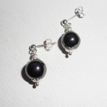 Orecchini di ematite da 10 mm in argento 925