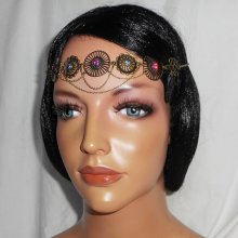 Diadema in bronzo con strass in cristallo Swarovski rosa e viola