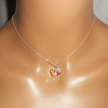 Pendente a cuore bianco AB in cristallo Swarovski su catena d'argento 925