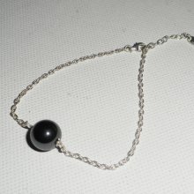 Bracciale in argento 925 con perla di ematite su catena d'argento