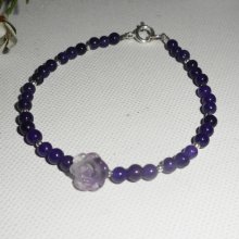 Bracciale di perle e rose di ametista con chiusura in argento