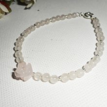 Bracciale di quarzo rosa e perle con chiusura in argento