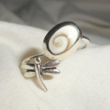 Anello originale in argento 925 con occhio di Santa Lucia e libellula