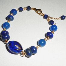 Bracciale in vetro di Murano e pietre dure blu