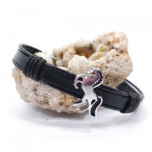 Bracciale con cavallo su cordino di cuoio 